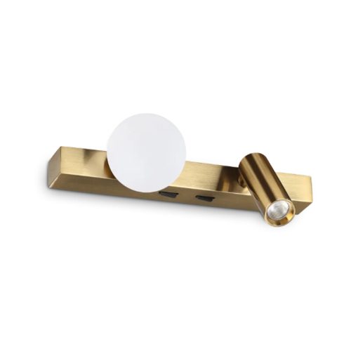Бра, настінний світильник приліжковий Ideal Lux Ping Pong Ap Led 2x6W 3000K 600Lm IP20 Латунний
